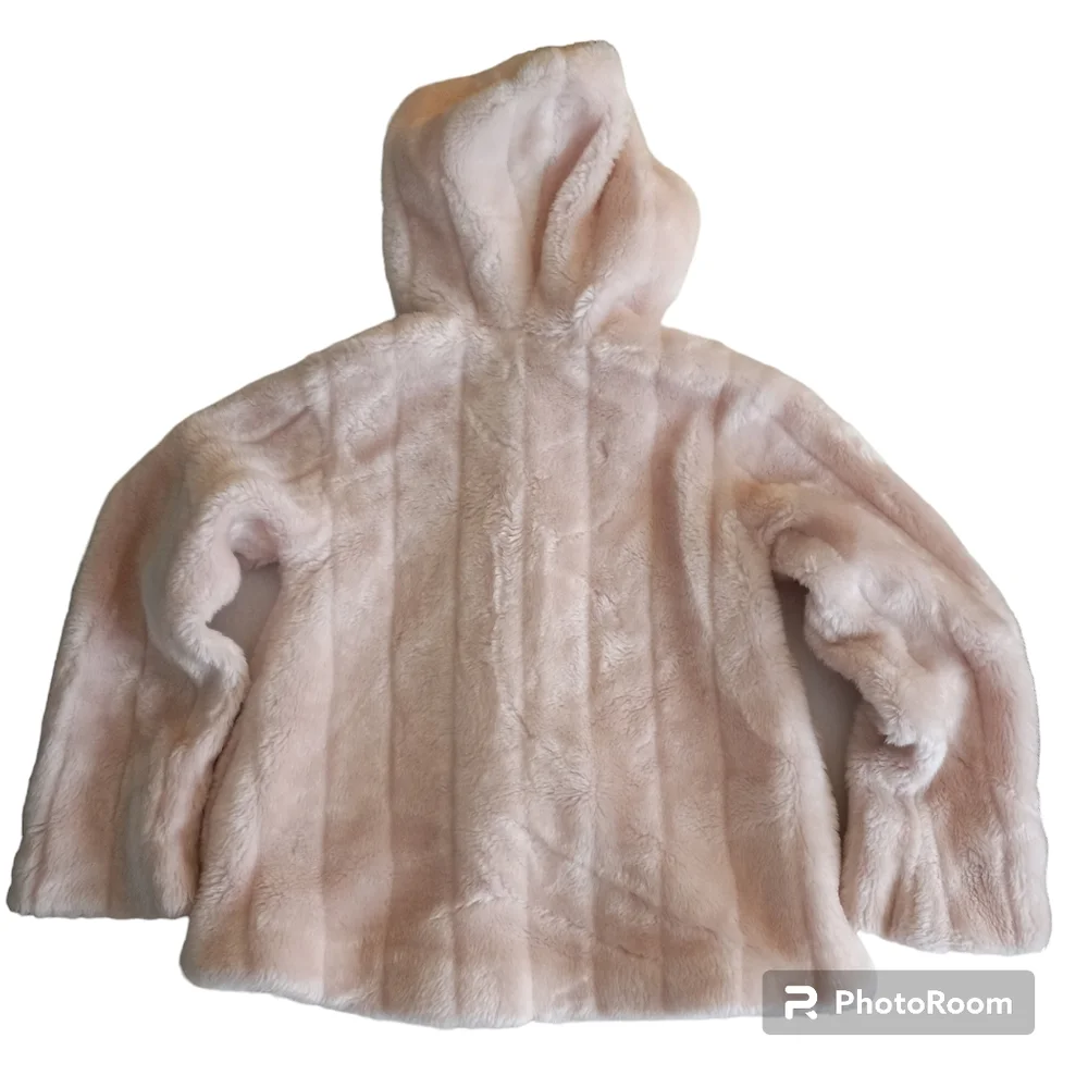 Copper Key girls soft furry button up pale pink winter coat